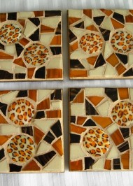 Mosaic coasters Cream Leopard Themed
