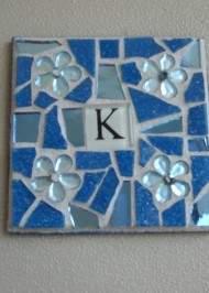 Mosaic coasters Initial in blue