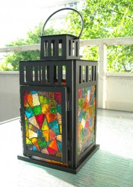 Mosaic stained glass lantern