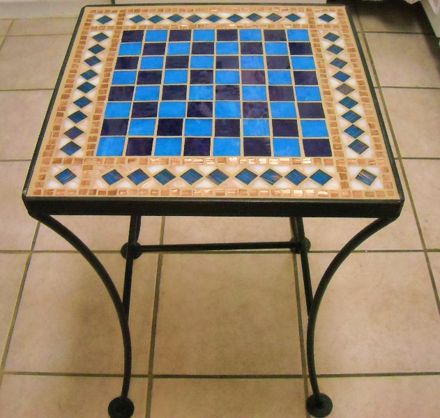 Mosaic Chess Table blue/purple