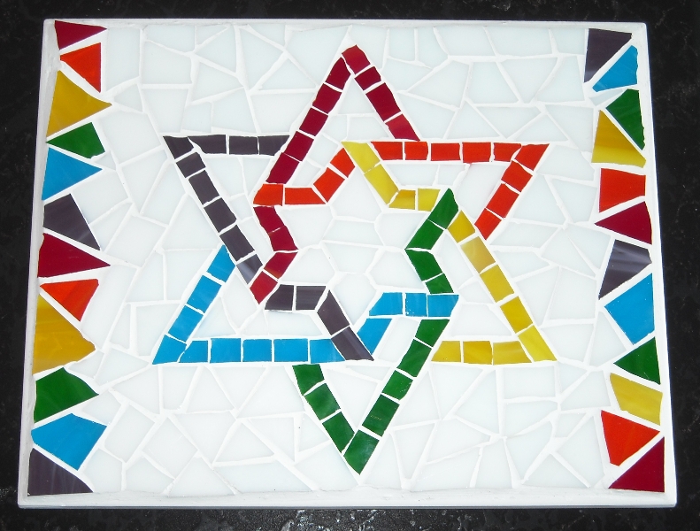 Mosaic Trivet Rainbow Star-of-David