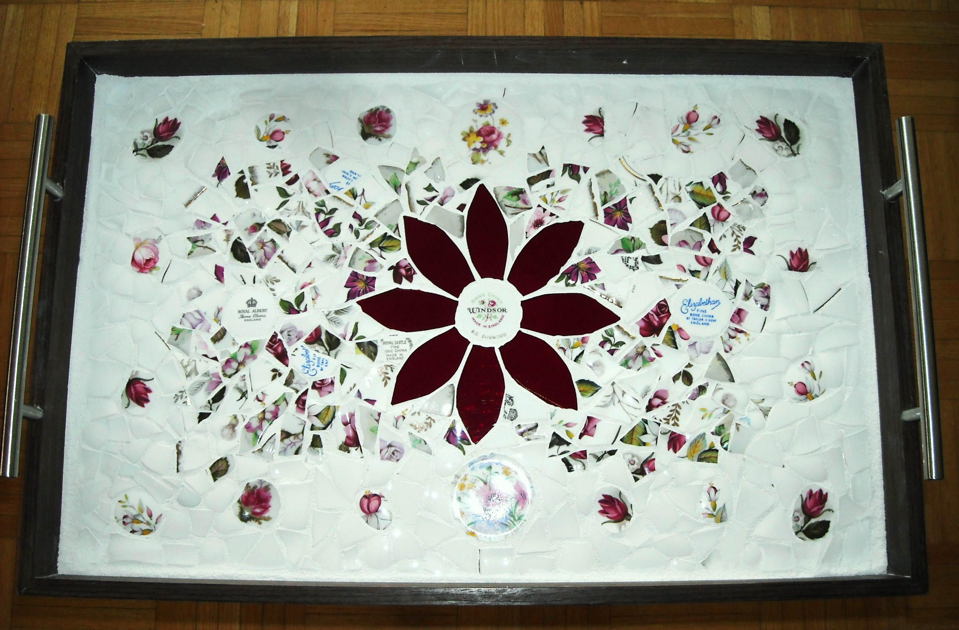 White red floral china