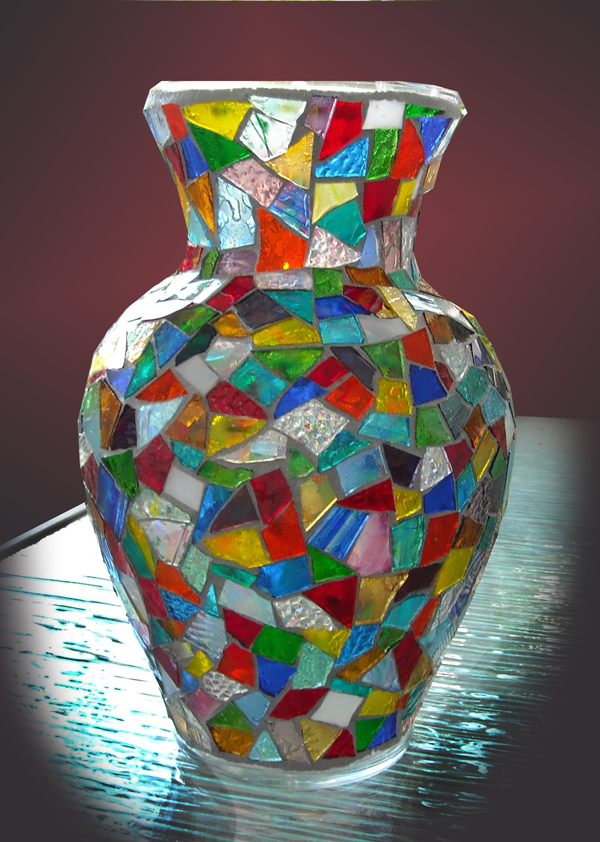 Mosaic glass vase
